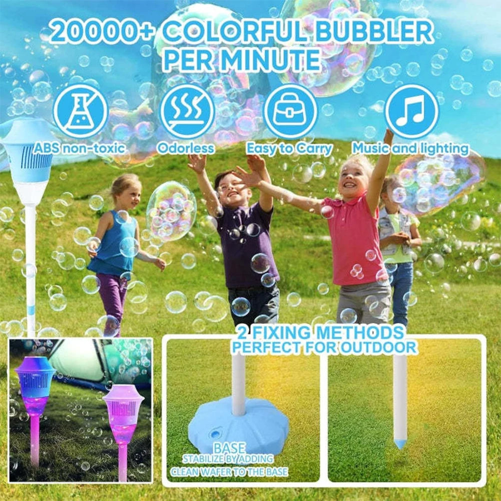 Automatic Bubble Blower with Lights Music Standing Bubble Machine for Kids Summer Outdoor Party Birthday Toy