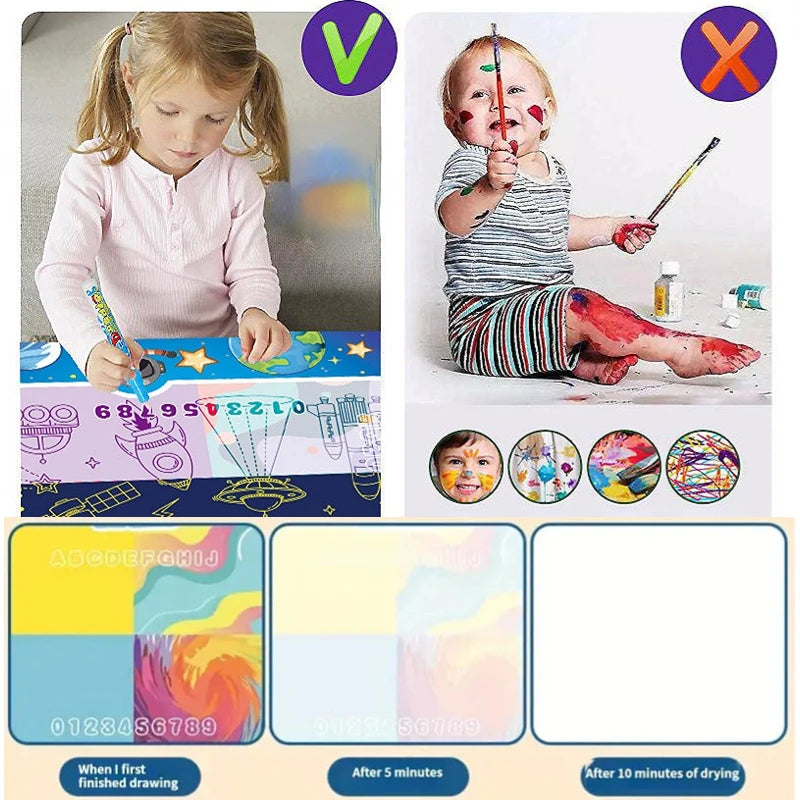 Magic Water Drawing Mat Doodle Coloring Reusable Magic Pens Educational Montessori Painting Board for Kids