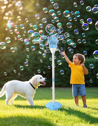 Automatic Bubble Blower with Lights Music Standing Bubble Machine for Kids Summer Outdoor Party Birthday Toy
