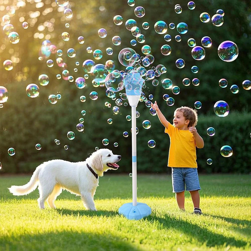 Automatic Bubble Blower with Lights Music Standing Bubble Machine for Kids Summer Outdoor Party Birthday Toy
