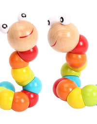 Montessori Baby Wooden Toys Worm Eat Fruit Cheese Wood Toys Baby Kids Educational Toys Rope-Piercing Montessori Toys Gifts
