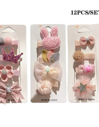 12Pcs Set Animal Crown Flower Baby Hairpins Sweet Princess Girls Barrettes Kids Hair Accessories

