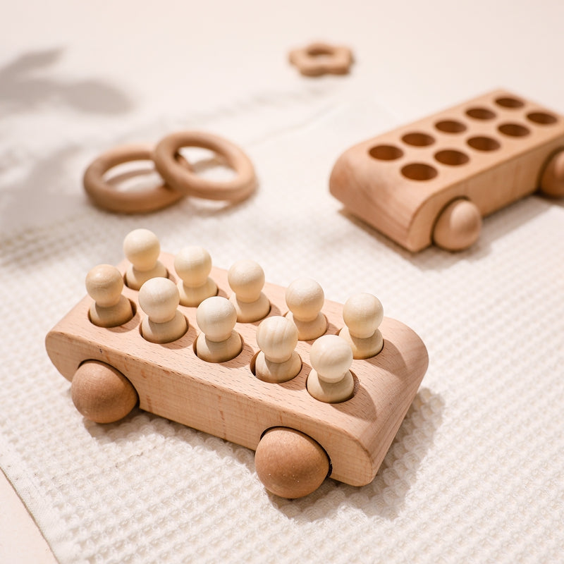 Montessori Wooden Toys for Children Puzzle Game Cartoon Wood Peg Dolls Educational Toy Car Newborn Baby Blocks Christmas Gifts