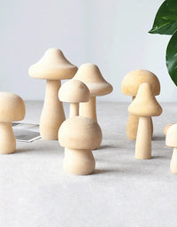 Wooden Mushroom Various Sizes Natural Unfinished Mushroom DIY Crafts Painting Peg Dolls Ornament Handmade Kids Toy Decoration
