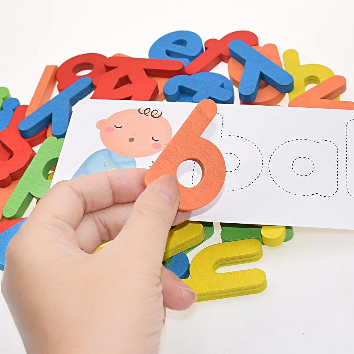 Montessori Spelling Word Game Wooden Toys Early Learning Jigsaw Letter Alphabet Puzzle Educational Baby Toys for Children