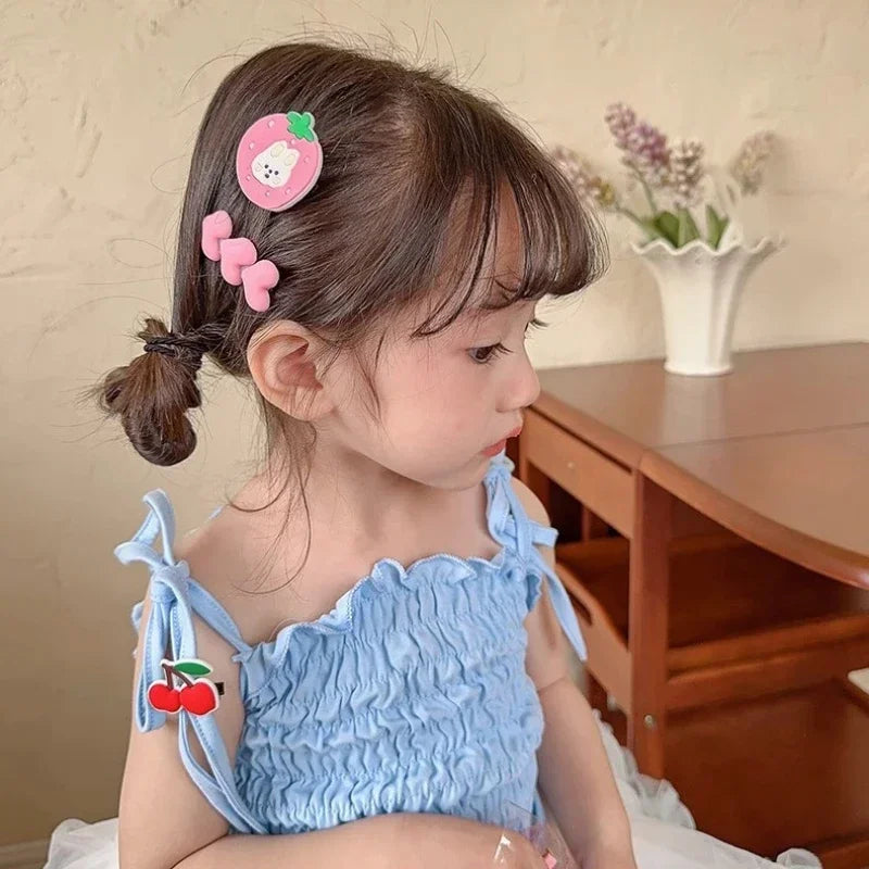 2023 New Summer Autumn Children Baby Girls 14Pcs Cartoon Bear Hairpins Princess Hair Accessories for Toddler Headwear