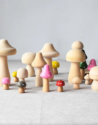 Wooden Mushroom Various Sizes Natural Unfinished Mushroom DIY Crafts Painting Peg Dolls Ornament Handmade Kids Toy Decoration
