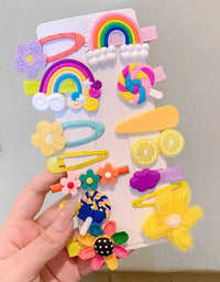 2023 New Summer Autumn Children Baby Girls 14Pcs Cartoon Bear Hairpins Princess Hair Accessories for Toddler Headwear
