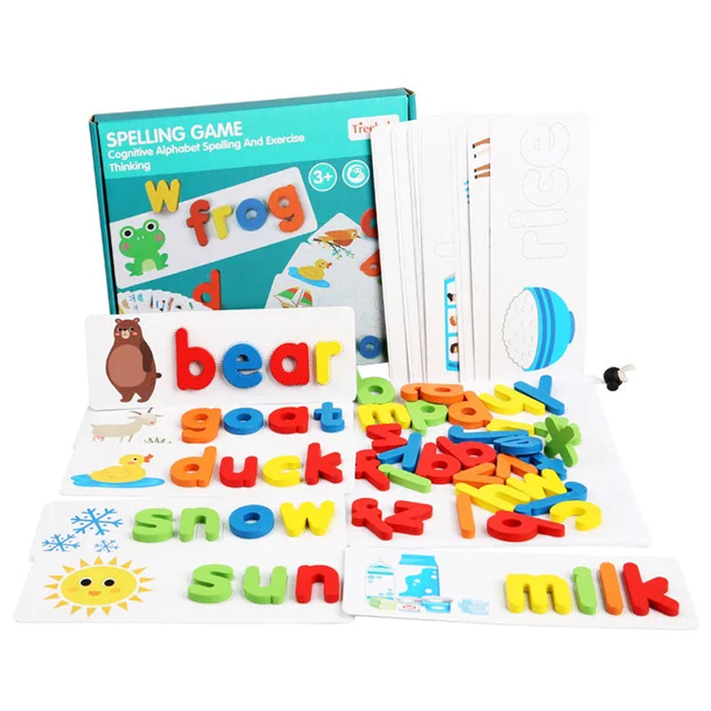 Montessori Spelling Word Game Wooden Toys Early Learning Jigsaw Letter Alphabet Puzzle Educational Baby Toys for Children