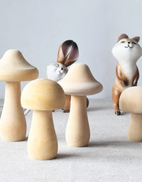 Wooden Mushroom Various Sizes Natural Unfinished Mushroom DIY Crafts Painting Peg Dolls Ornament Handmade Kids Toy Decoration
