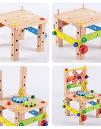 Montessori for Kid Children'S Educational Toys Chair Designer Set of Tools Wooden Toys Christmas Gifts for Girls Boys
