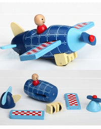 Wood 3D Toys Removal Disassembly Assembly Helicopter Rocket Fighter Puzzle Toys Magnetic Wood Educational Toys Plane Diecasts
