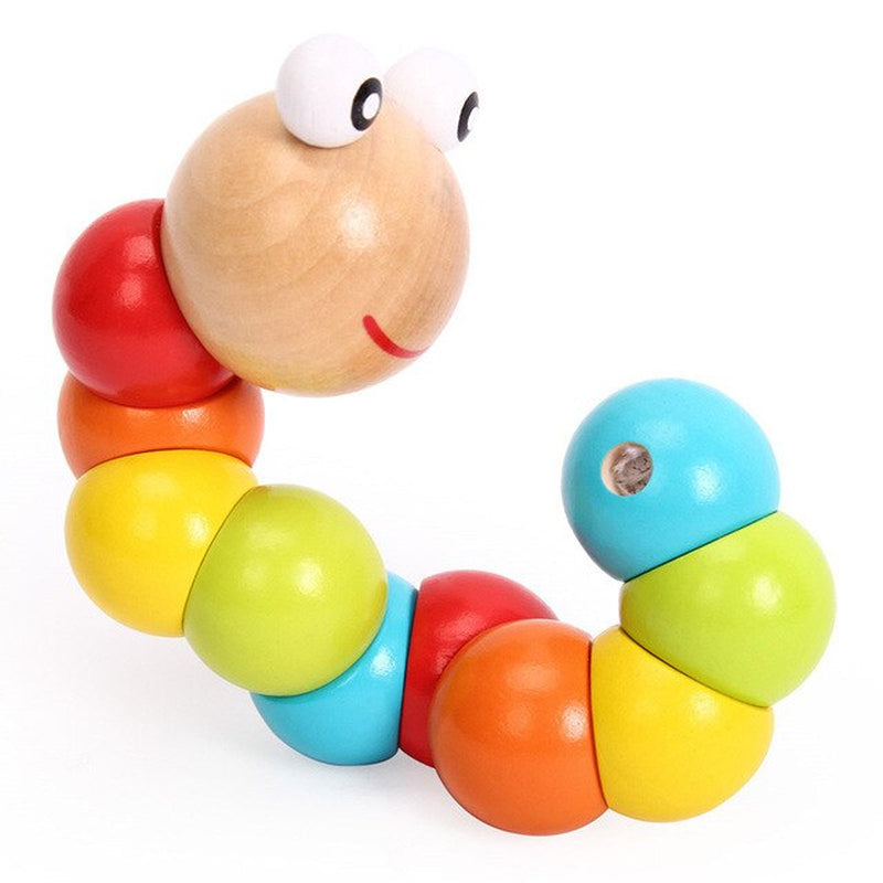 Montessori Baby Wooden Toys Worm Eat Fruit Cheese Wood Toys Baby Kids Educational Toys Rope-Piercing Montessori Toys Gifts
