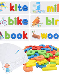 Montessori Spelling Word Game Wooden Toys Early Learning Jigsaw Letter Alphabet Puzzle Educational Baby Toys for Children
