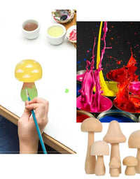 Wooden Mushroom Various Sizes Natural Unfinished Mushroom DIY Crafts Painting Peg Dolls Ornament Handmade Kids Toy Decoration
