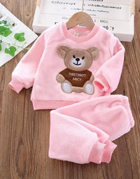 Baby Boys And Girls Clothing Set Tricken Fleece Children Hooded Outerwear Tops Pants 3PCS Outfits Kids Toddler Warm Costume Suit
