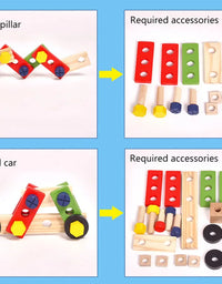 Educational Montessori Kids Toys Wooden Toolbox Pretend Play Set Preschool Children Nut Screw Assembly Simulation Carpenter Tool
