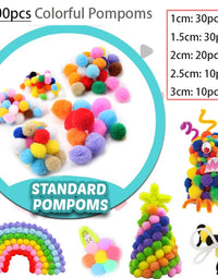 Colorful Pipe Cleaners Craft Kit Popsicle Plush Sticks Pompoms Stickers DIY Arts Supplies Children Kids Montessori Education Toy
