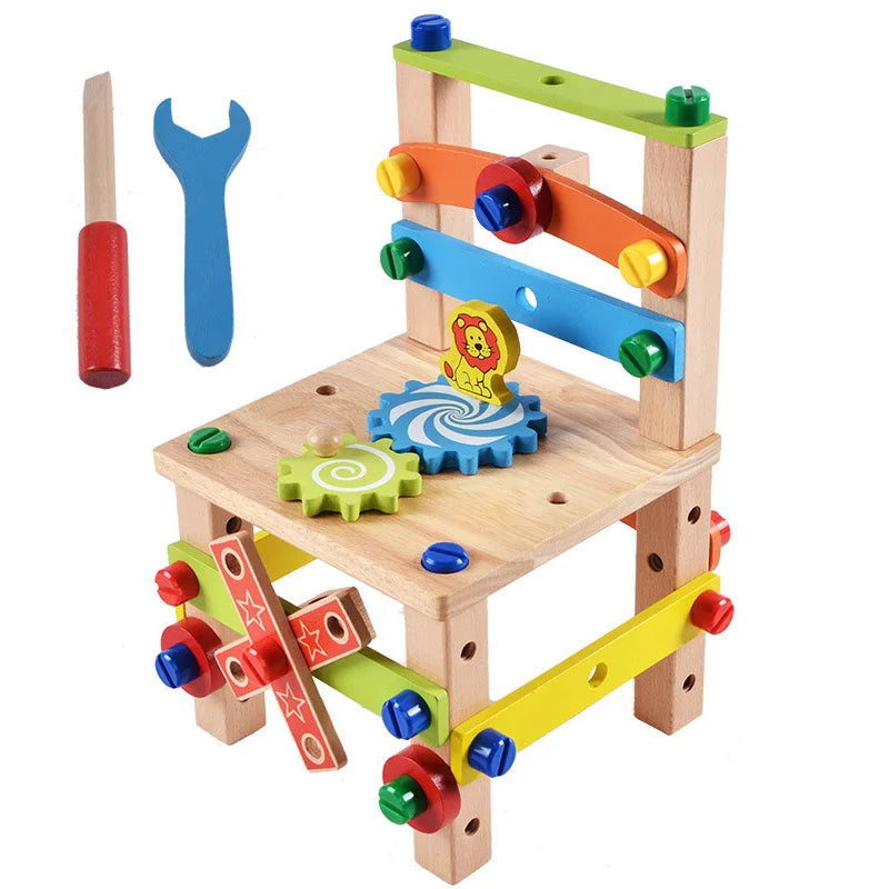 Educational Montessori Kids Toys Wooden Toolbox Pretend Play Set Preschool Children Nut Screw Assembly Simulation Carpenter Tool