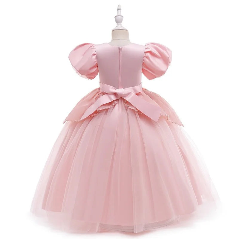 little girls kids princess ariel Mermaid pink dress elegant for baby girl Birthday Party Holiday Halloween cosplay Costume hair