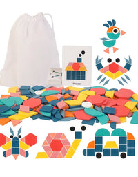 180Pcs Creative 3D Wooden Jigsaw Block Montessori Building Block Educational Learning Toys For Children Geometric Shape Toy
