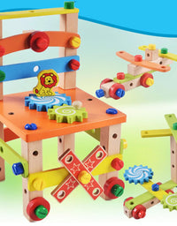 Children Wooden Assembled Chair Montessori Nut Set Combination Educational Toy Parent-child Interactive Toys
