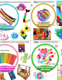 Colorful Pipe Cleaners Craft Kit Popsicle Plush Sticks Pompoms Stickers DIY Arts Supplies Children Kids Montessori Education Toy
