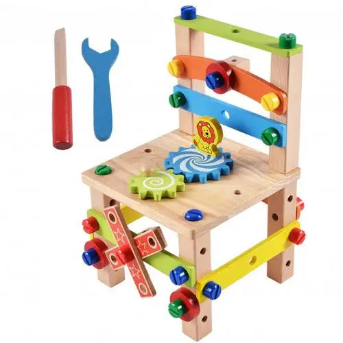 Children Wooden Assembled Chair Montessori Nut Set Combination Educational Toy Parent-child Interactive Toys