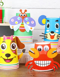 12pcs Children 3D DIY handmade paper cups sticker material kit Whole set Kids kindergarten school art craft educational toys GYH
