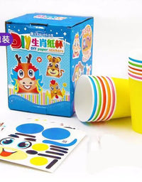 12pcs Children 3D DIY handmade paper cups sticker material kit Whole set Kids kindergarten school art craft educational toys GYH
