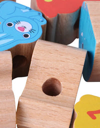Logwood Wooden toys Baby DIY Toy Cartoon Fruit Animal Stringing Threading Wooden beads toy Monterssori Educational for Children
