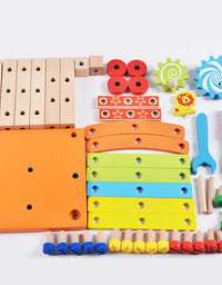 Children Wooden Assembled Chair Montessori Nut Set Combination Educational Toy Parent-child Interactive Toys
