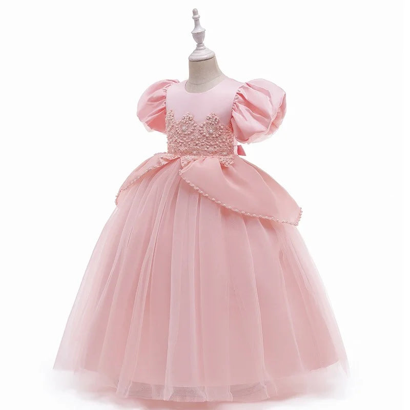 little girls kids princess ariel Mermaid pink dress elegant for baby girl Birthday Party Holiday Halloween cosplay Costume hair