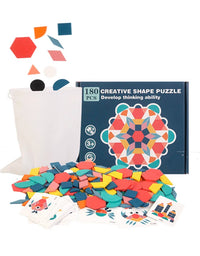 180Pcs Creative 3D Wooden Jigsaw Block Montessori Building Block Educational Learning Toys For Children Geometric Shape Toy

