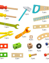 Educational Montessori Kids Toys Wooden Toolbox Pretend Play Set Preschool Children Nut Screw Assembly Simulation Carpenter Tool
