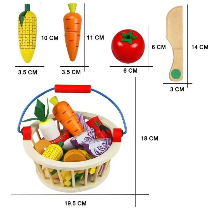 Wooden Pretend Play Toy Classic Game Simulation Kitchen Set Educational Toy For Children Kids Gift Cutting Fruit Vegetable Set