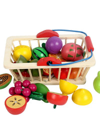 Wooden Pretend Play Toy Classic Game Simulation Kitchen Set Educational Toy For Children Kids Gift Cutting Fruit Vegetable Set
