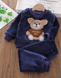 Baby Boys And Girls Clothing Set Tricken Fleece Children Hooded Outerwear Tops Pants 3PCS Outfits Kids Toddler Warm Costume Suit
