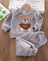 Baby Boys And Girls Clothing Set Tricken Fleece Children Hooded Outerwear Tops Pants 3PCS Outfits Kids Toddler Warm Costume Suit
