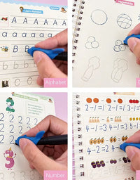 4 Books Pen Magic Copy Book Free Wiping Children Kids Writing Sticker Practice English Copybook For Calligraphy Montessori Gift
