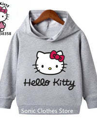 Fashion Hello Kitty Cute Cartoon Hoodies Kawaii Clothing Girls Casual Sweatshirts Spring Autumn Long Sleeve Pocket Harajuku

