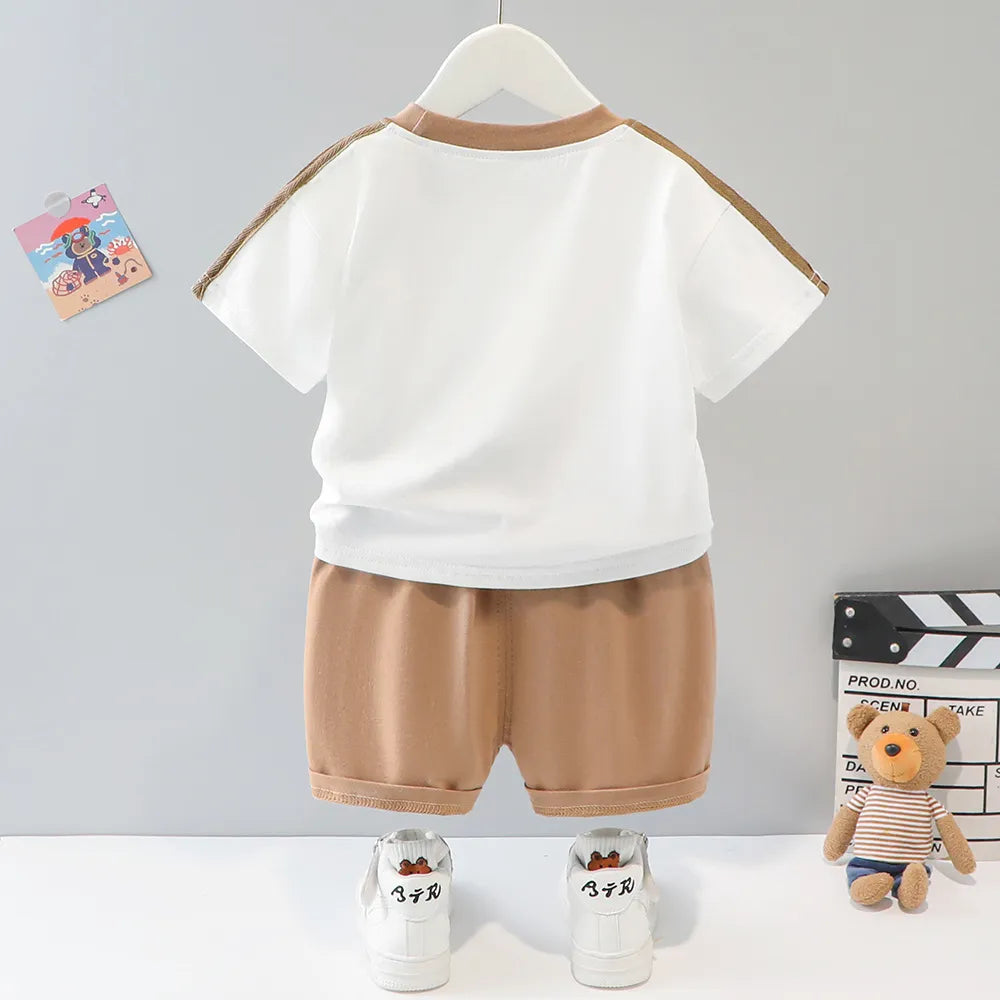 Korean Fashion Baby Boy Clothes Sets toddlers Kids Girl Short Sleeve Shorts T-Shirt suits Summer
