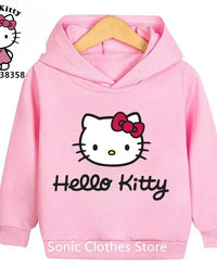 Fashion Hello Kitty Cute Cartoon Hoodies Kawaii Clothing Girls Casual Sweatshirts Spring Autumn Long Sleeve Pocket Harajuku
