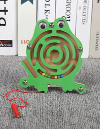 Children Wooden Educational Montessori Toys Magnetic Track Maze Handwriting Pen Push Beads Animals Labyrinth Track Toys For Kids
