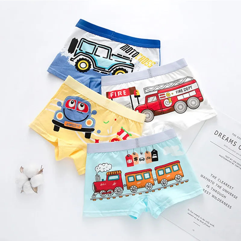 Children's Underwear Boy Panties Underpants  Engineering Vehicle Cars Fire Engine Comfortable Shorts Briefs Boxers For Kids