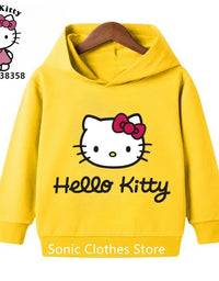 Fashion Hello Kitty Cute Cartoon Hoodies Kawaii Clothing Girls Casual Sweatshirts Spring Autumn Long Sleeve Pocket Harajuku
