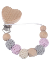 Baby Wood Round Felt Balls Beaded Pacifier Chain Animal Bunny Elephant Heart Beech Pacifier Clip For Baby Teether Chain Chew Toy
