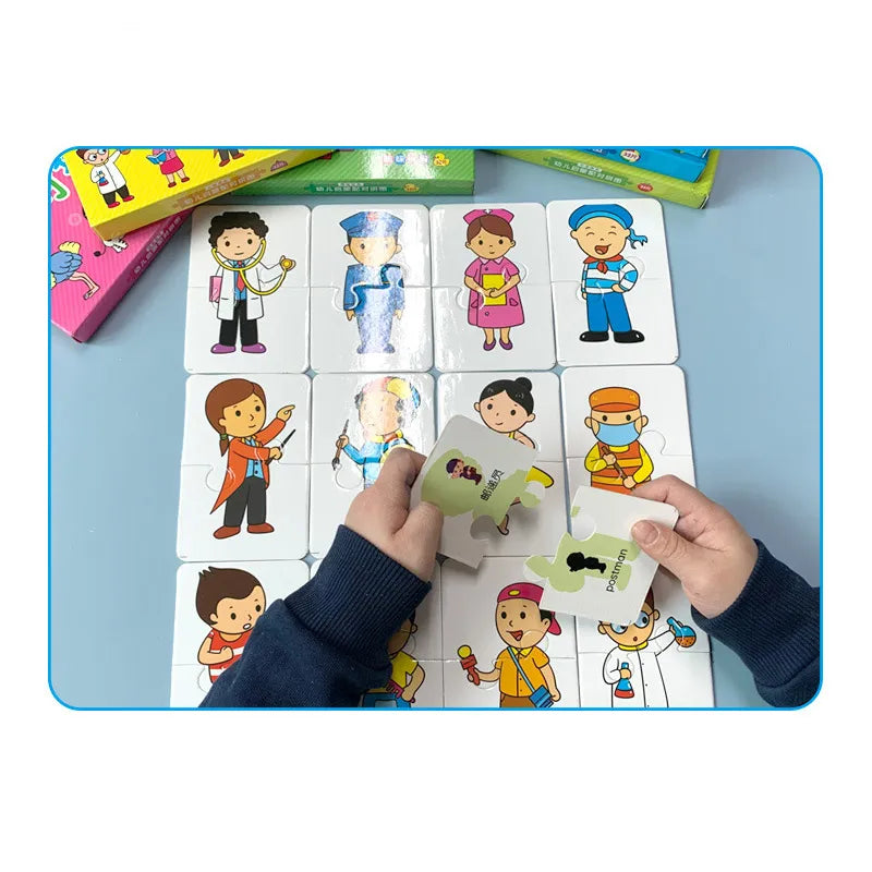 Baby Puzzle Toys for Children Animals Fruit Truck Graph Card Matching Games Montessori Toys for Kids 1 2 3 Years Old Boys Girls