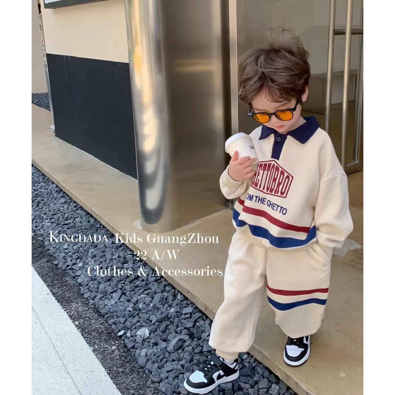 Korean Kid Set Baby Boy Suit Spring Autumn Fashion Letter Print Baby Girls 2pcs Outfits Clothes Lapel Cotton Sweater + Pant