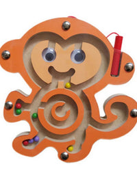 Children Wooden Educational Montessori Toys Magnetic Track Maze Handwriting Pen Push Beads Animals Labyrinth Track Toys For Kids
